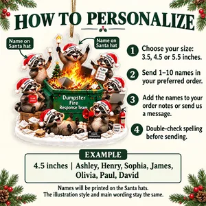 Personalized Raccoon Dumpster Fire Acrylic Christmas Ornament Custom Names