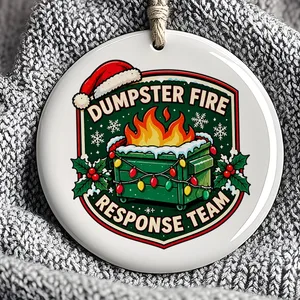 Custom Name Dumpster Fire Christmas Ornament, Personalized Official Members Keepsake, Funny Family Team Holiday Tree Decor, Christmas Gift