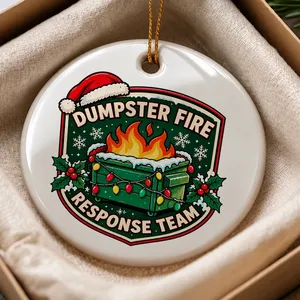Custom Name Dumpster Fire Christmas Ornament, Personalized Official Members Keepsake, Funny Family Team Holiday Tree Decor, Christmas Gift