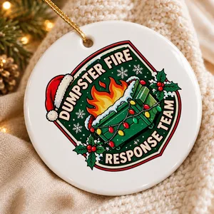 Custom Name Dumpster Fire Christmas Ornament, Personalized Official Members Keepsake, Funny Family Team Holiday Tree Decor, Christmas Gift