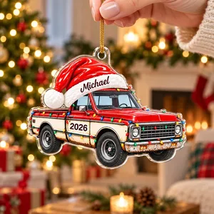 Custom Classic Vehicle Acrylic Christmas Ornament - Personalized Name and Year