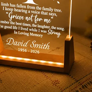 Personalized Acrylic Night Light Custom Name Memorial Cardinal Family Tree In Loving Memory Gift Three Color LED Lamp Bereavement Keepsake