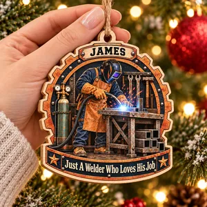 Just A Welder Who Loves His Job Ornament - Personalized Name Wood Christmas Gift