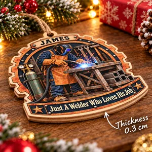 Just A Welder Who Loves His Job Ornament - Personalized Name Wood Christmas Gift