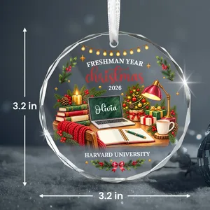 Freshman Christmas Glass Ornament