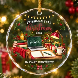 Freshman Christmas Glass Ornament