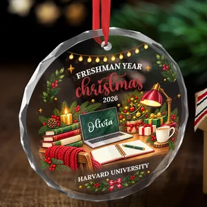Freshman Christmas Glass Ornament