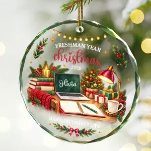 Freshman Christmas Glass Ornament