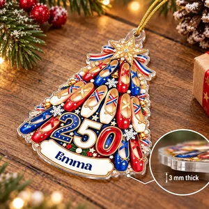 Personalized Acrylic Christmas Ornament Custom Name – Ballet Dancer Christmas Tree Keepsake, 250th Anniversary Patriotic Dance Gift, Nutcracker Decor