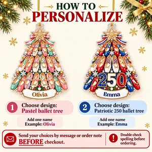 Personalized Acrylic Christmas Ornament Custom Name – Ballet Dancer Christmas Tree Keepsake, 250th Anniversary Patriotic Dance Gift, Nutcracker Decor