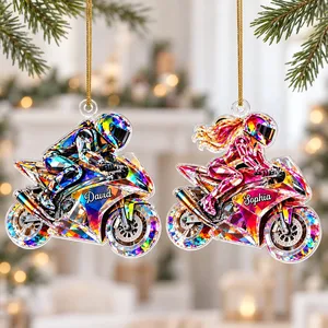 Motocross Dirt Bike Rider – Personalized Acrylic Christmas Ornament with Custom Name, Gift for Motorcycle Lovers