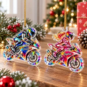 Motocross Dirt Bike Rider – Personalized Acrylic Christmas Ornament with Custom Name, Gift for Motorcycle Lovers