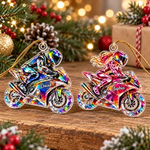 Motocross Dirt Bike Rider – Personalized Acrylic Christmas Ornament with Custom Name, Gift for Motorcycle Lovers