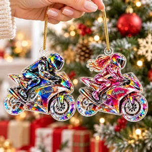 Motocross Dirt Bike Rider – Personalized Acrylic Christmas Ornament with Custom Name, Gift for Motorcycle Lovers