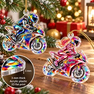 Motocross Dirt Bike Rider – Personalized Acrylic Christmas Ornament with Custom Name, Gift for Motorcycle Lovers