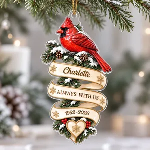 Custom Cardinal Memorial Ribbon Ornament