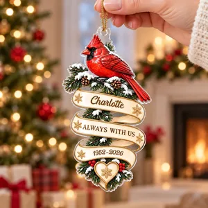 Custom Cardinal Memorial Ribbon Ornament