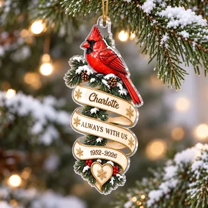 Custom Cardinal Memorial Ribbon Ornament