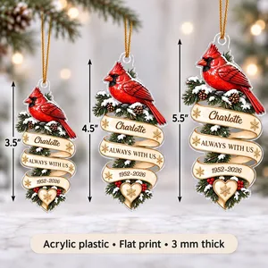 Custom Cardinal Memorial Ribbon Ornament