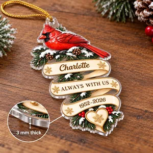 Custom Cardinal Memorial Ribbon Ornament