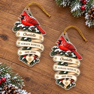 Custom Cardinal Memorial Ribbon Ornament