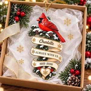 Custom Cardinal Memorial Ribbon Ornament