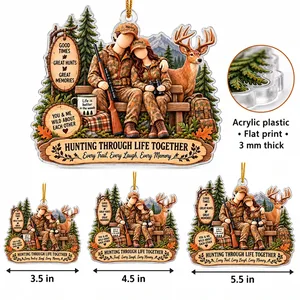 Hunting Through Life Together – Personalized Hunting Couple Acrylic Christmas Ornament with Custom Names, Gift for Hunters