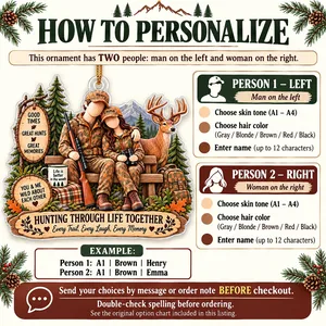 Hunting Through Life Together – Personalized Hunting Couple Acrylic Christmas Ornament with Custom Names, Gift for Hunters