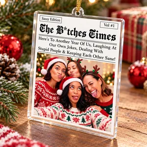 Custom Best Friends Newspaper Photo Ornament