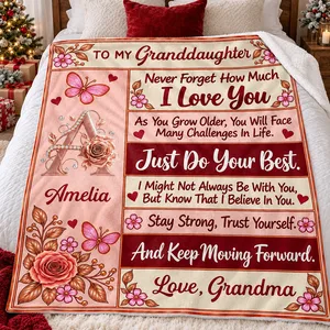Custom Granddaughter Floral Initial Blanket