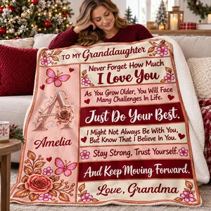 Custom Granddaughter Floral Initial Blanket