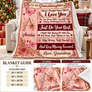 Custom Granddaughter Floral Initial Blanket