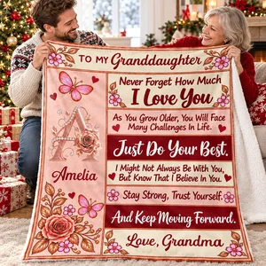 Custom Granddaughter Floral Initial Blanket