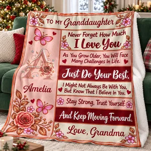 Custom Granddaughter Floral Initial Blanket
