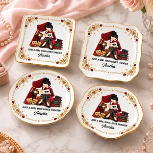 Personalized Ring Dish Custom Name – Theater Lover Gift for Actress Drama Student, Musical Theatre Jewelry Holder, Stage Lover Keepsake Gift