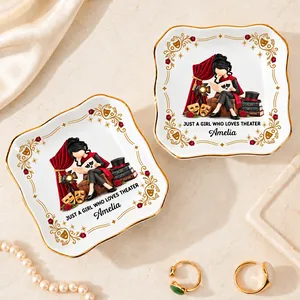 Personalized Ring Dish Custom Name – Theater Lover Gift for Actress Drama Student, Musical Theatre Jewelry Holder, Stage Lover Keepsake Gift