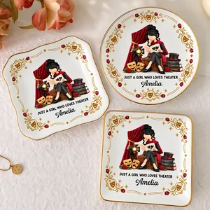 Personalized Ring Dish Custom Name – Theater Lover Gift for Actress Drama Student, Musical Theatre Jewelry Holder, Stage Lover Keepsake Gift