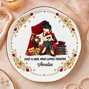 Personalized Ring Dish Custom Name – Theater Lover Gift for Actress Drama Student, Musical Theatre Jewelry Holder, Stage Lover Keepsake Gift