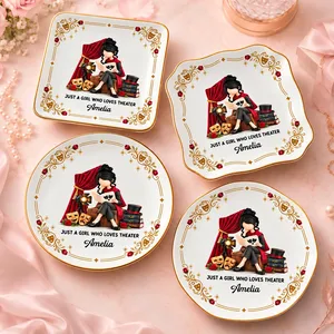 Personalized Ring Dish Custom Name – Theater Lover Gift for Actress Drama Student, Musical Theatre Jewelry Holder, Stage Lover Keepsake Gift