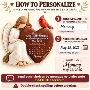 Custom Angel Heart Memorial Calendar Ornament