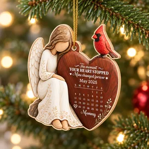 Custom Angel Heart Memorial Calendar Ornament