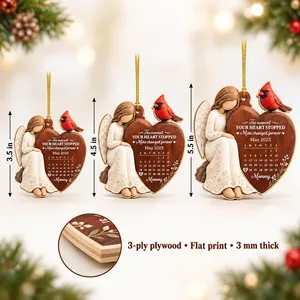 Custom Angel Heart Memorial Calendar Ornament