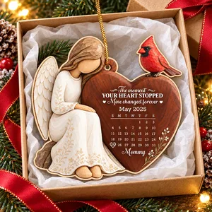 Custom Angel Heart Memorial Calendar Ornament