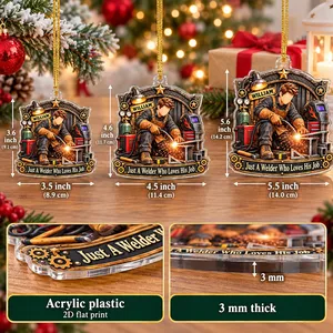 Personalized Acrylic Christmas Ornament Custom Name – Welder Gift for Dad Husband, Welding Workshop Keepsake, Metalworker Christmas Tree Decor Gift