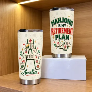 Custom Name Mahjong Tumbler 20oz, Funny Retirement Travel Cup, Mahjong Lover Gift, Personalized Retiree Gift for Her Him
