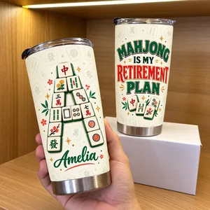 Custom Name Mahjong Tumbler 20oz, Funny Retirement Travel Cup, Mahjong Lover Gift, Personalized Retiree Gift for Her Him