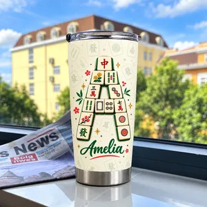 Custom Name Mahjong Tumbler 20oz, Funny Retirement Travel Cup, Mahjong Lover Gift, Personalized Retiree Gift for Her Him