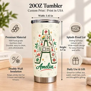 Custom Name Mahjong Tumbler 20oz, Funny Retirement Travel Cup, Mahjong Lover Gift, Personalized Retiree Gift for Her Him