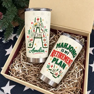 Custom Name Mahjong Tumbler 20oz, Funny Retirement Travel Cup, Mahjong Lover Gift, Personalized Retiree Gift for Her Him