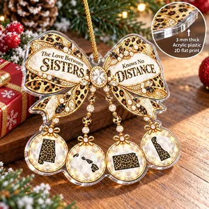 The Love Between Sisters Knows No Distance Personalized Ornament, Custom States, Long Distance Sister Keepsake, Christmas Gift